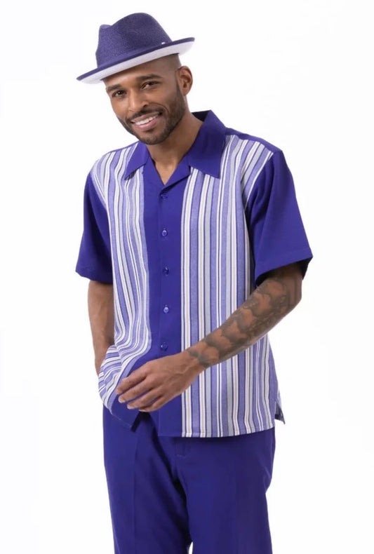 Montique Walking Suit (Purple/Gold Striped)