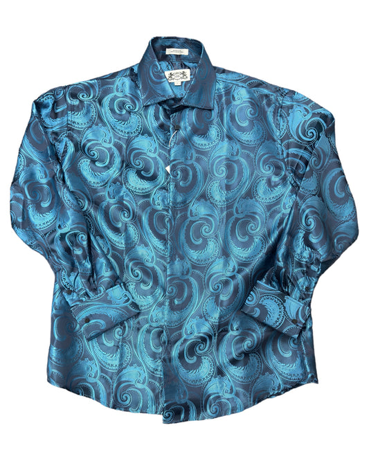 Leoni Elegant Paisley Dress Shirt (Teal)