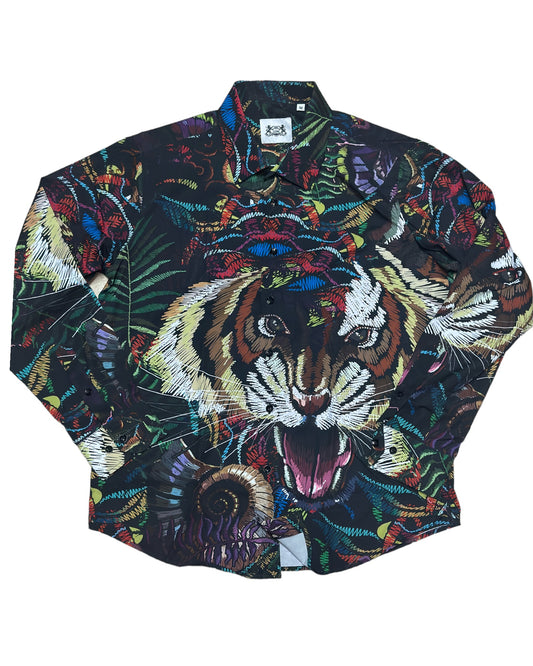 multi-color tiger Design Dress Shirt