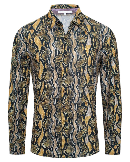 Daniel Benjamin Designer Stretch Fabric Snake Print Shirt