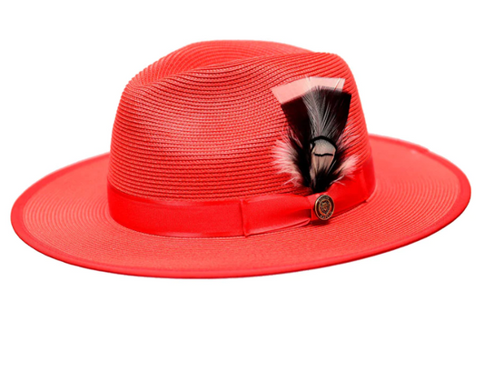 MICHAELANGELO STRAW DRESSY FLAT WIDE BRIM FEDORA HAT