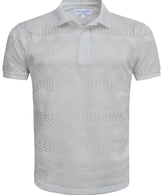 SUSLO COUTURE VENTED POLO (WHITE)