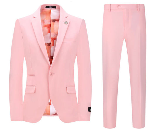 SUSLO COUTURE COTTON STRETCH FIT SUIT (Salmon)