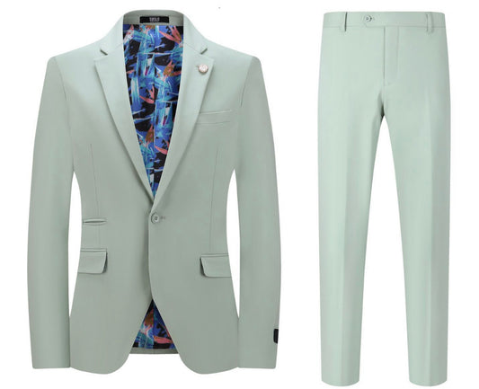 SUSLO COUTURE COTTON STRETCH FIT SUIT (Mint)