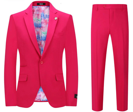 SUSLO COUTURE COTTON STRETCH FIT SUIT (Magenta)